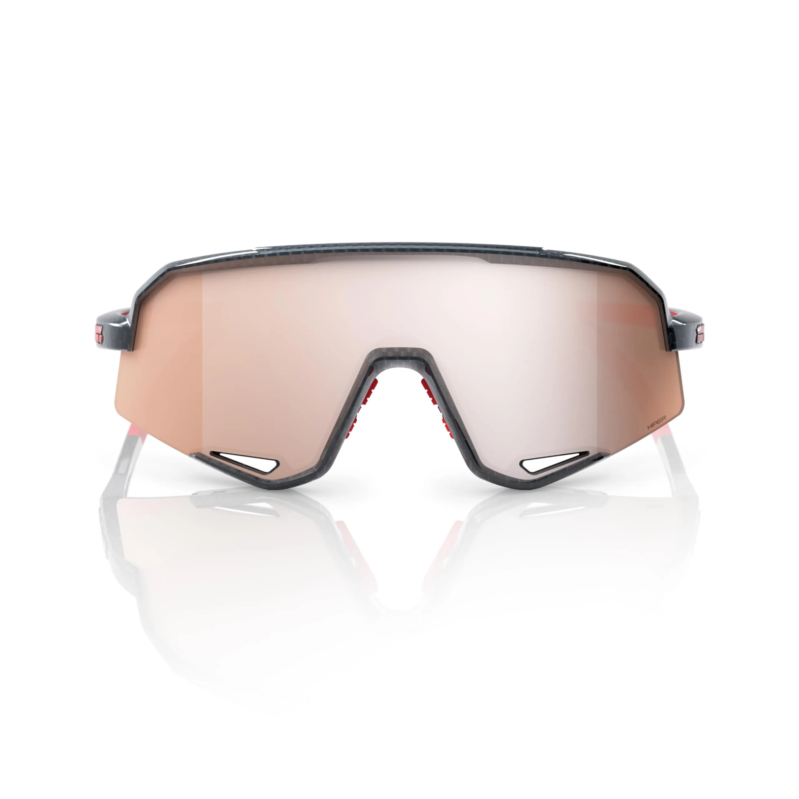 100% SLENDALE Gloss Carbon Fiber HiPER Crimson Silver Mirror Lens