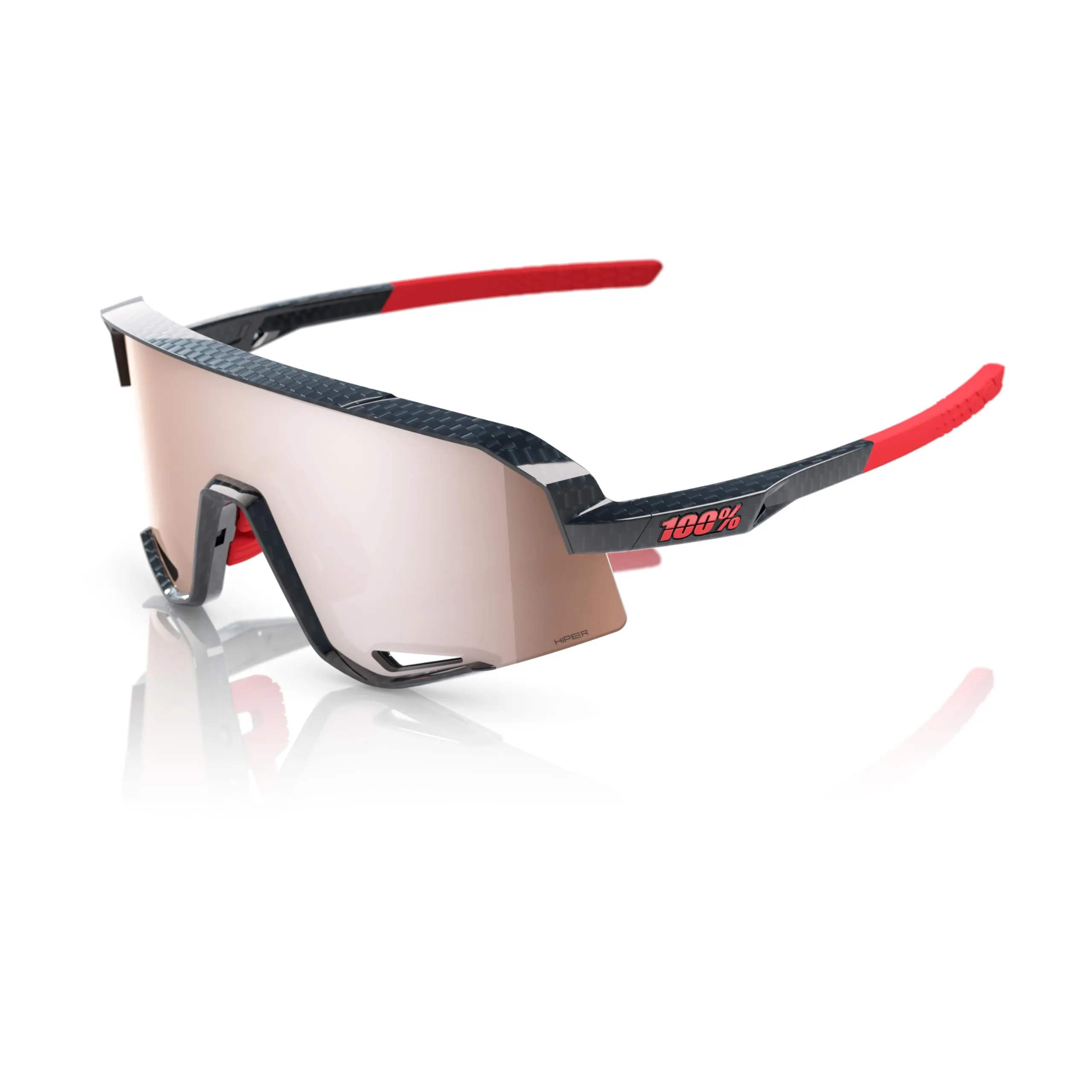 100% SLENDALE Gloss Carbon Fiber HiPER Crimson Silver Mirror Lens
