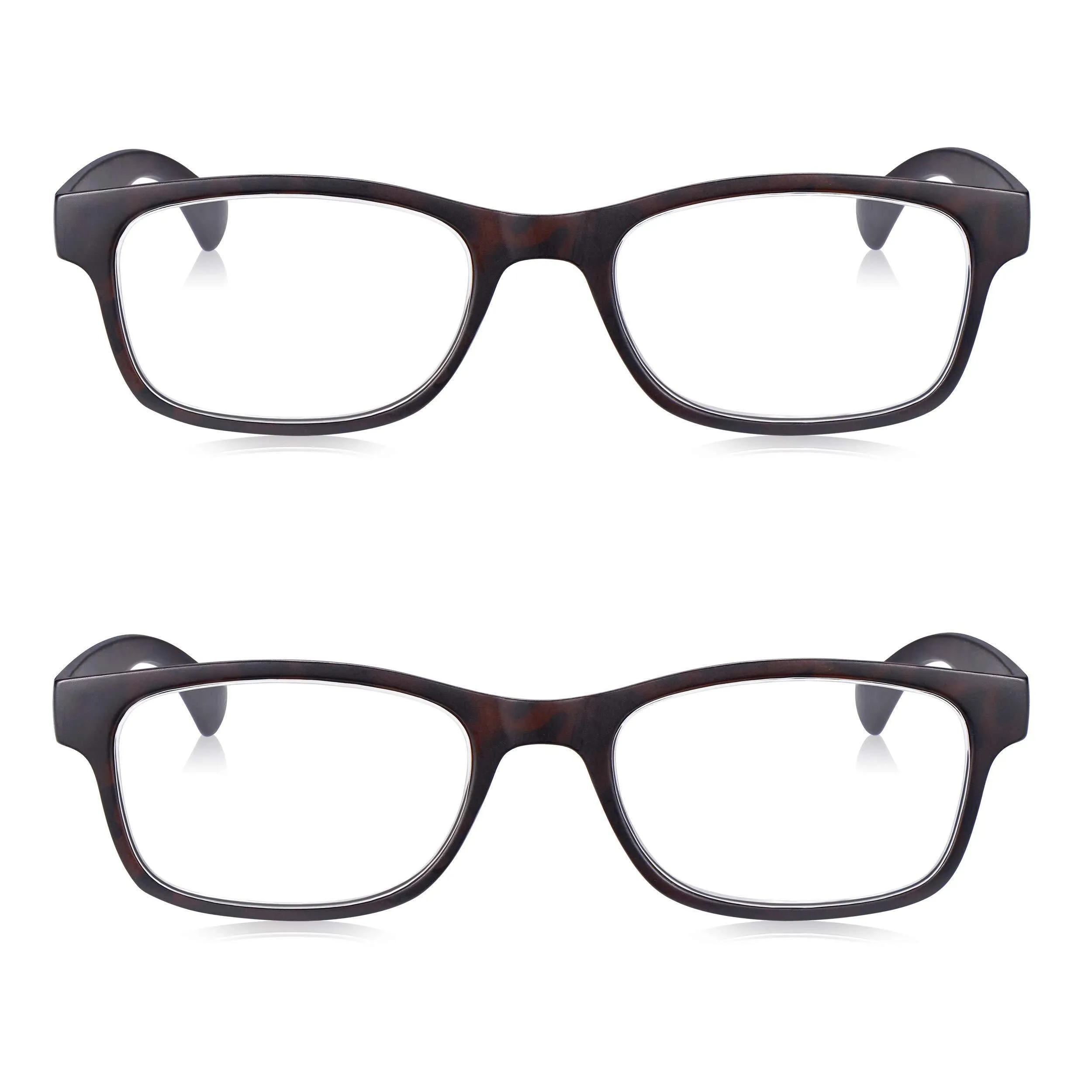 3.0 Glasses for Men Women, Non Prescription Ready to Wear Specs in a Classic Shape & Tort Brown Colour. Value 2 Pack Read Optics