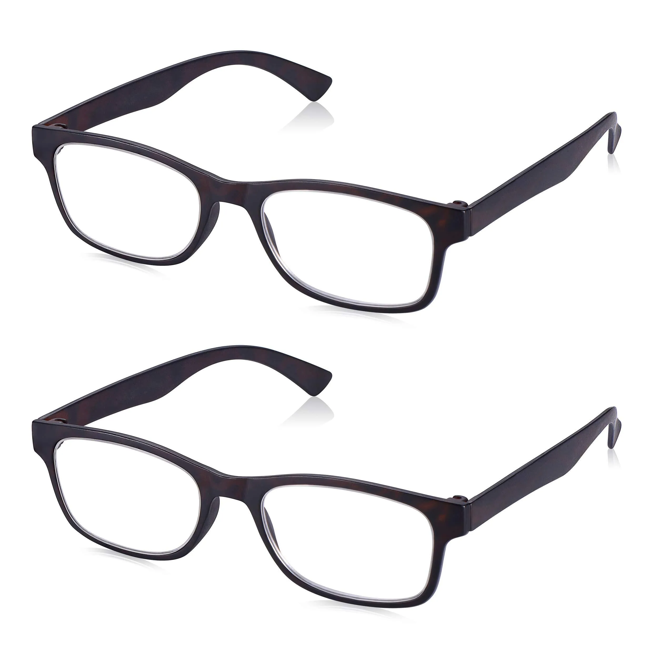 3.0 Glasses for Men Women, Non Prescription Ready to Wear Specs in a Classic Shape & Tort Brown Colour. Value 2 Pack Read Optics