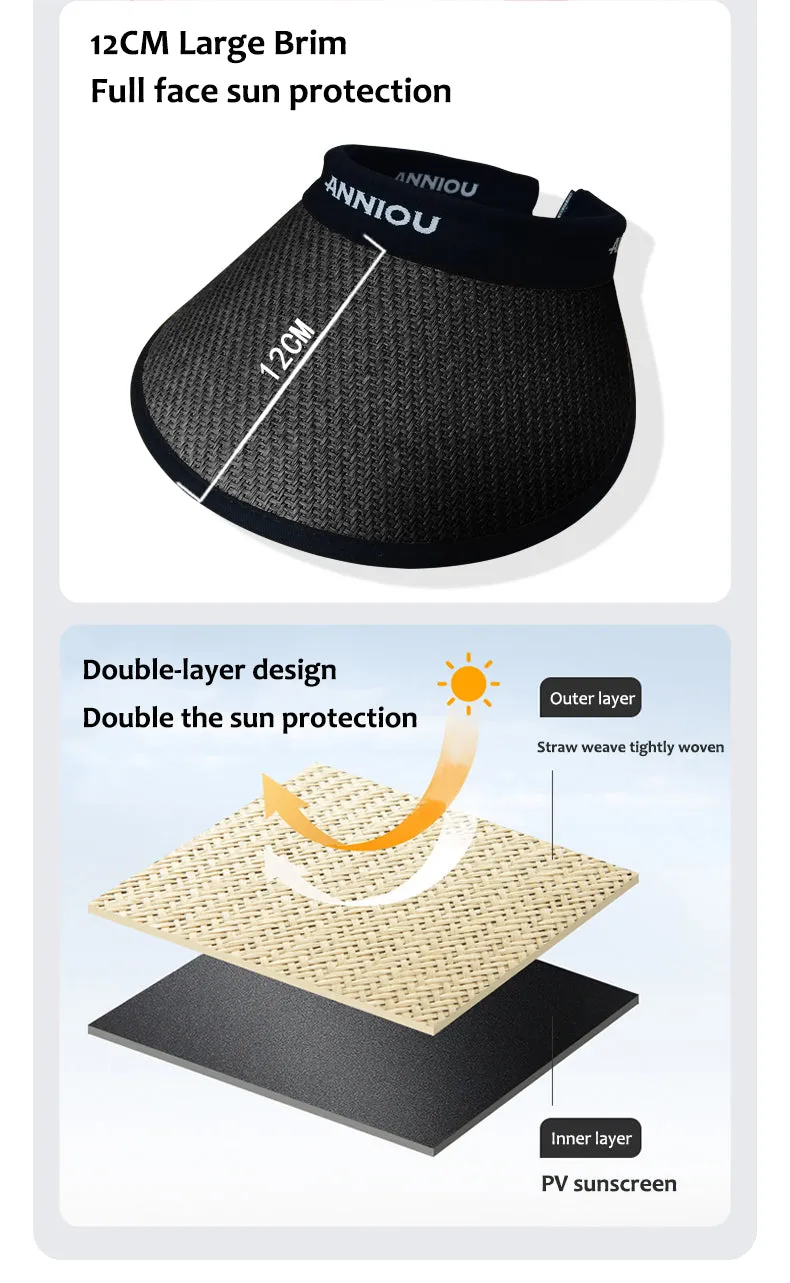 ANNIOU UV Protection Woven Straw Sun Visor