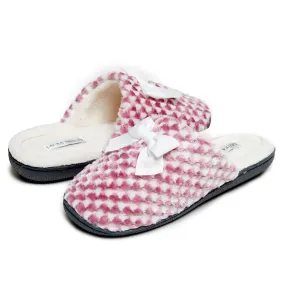 Laura Ashley Ladies Check Plush Rugged Slippers, Indoor Outdoor Slip On Footwear for Ladies