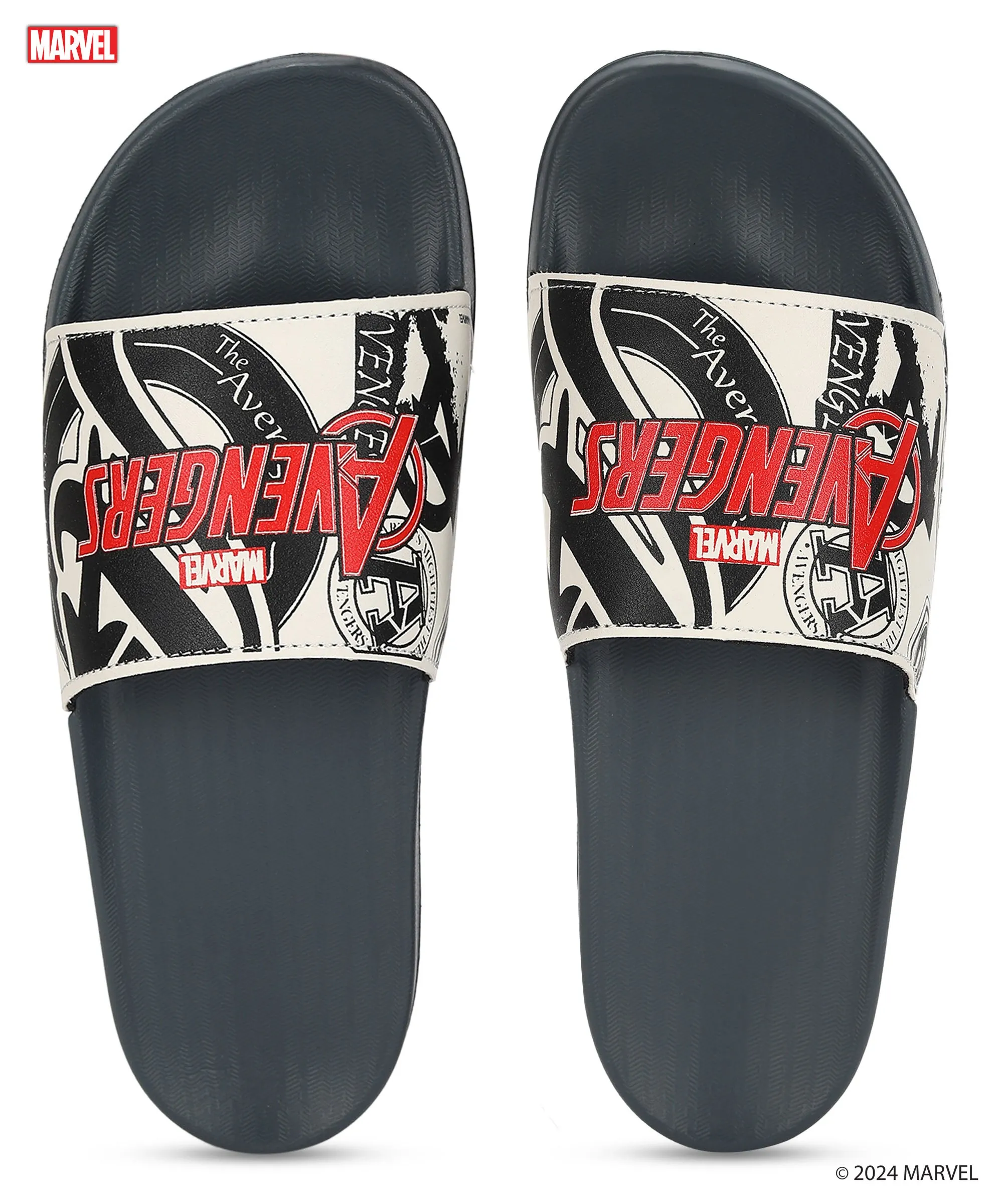 Marvel Avengers' EVMK10921G Men's White Sliders | Trendy Sliders with Durable & Cushioned Sole Construction | Waterproof & Lightweight, Perfect for Everyday Casual Wear