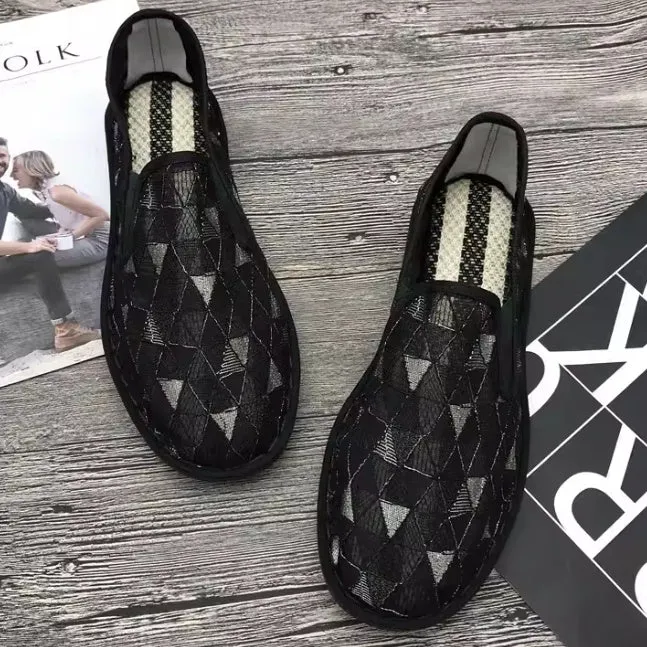 Men's Summer Breathable Mesh Loafers with Plaid - Anti-Odor, Soft Sole, Casual Shoes