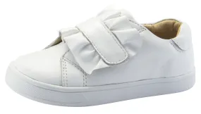 Old Soles Girl's Urban Frill Leather Sneakers, Snow/White