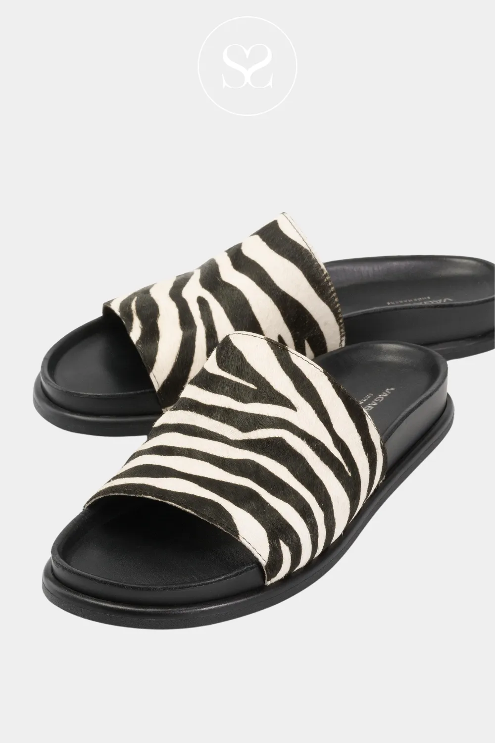VAGABOND EFFIE 461 LEATHER ZEBRA SLIDER SANDALS