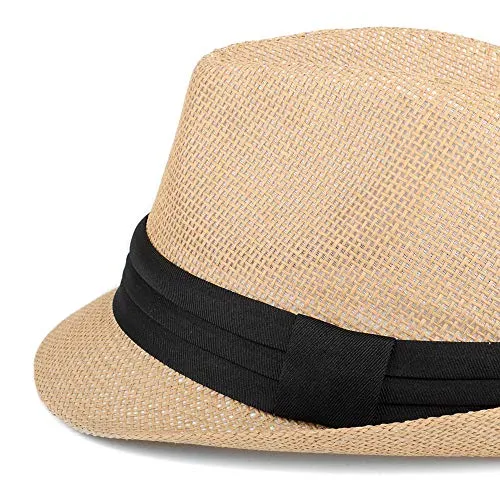 WESTEND Unisex Summer Short Brim Fedora - Hats for Men & Women   Panama Hats & Straw Hats