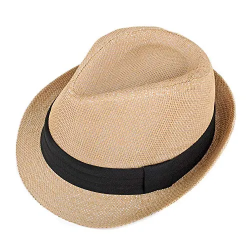 WESTEND Unisex Summer Short Brim Fedora - Hats for Men & Women   Panama Hats & Straw Hats