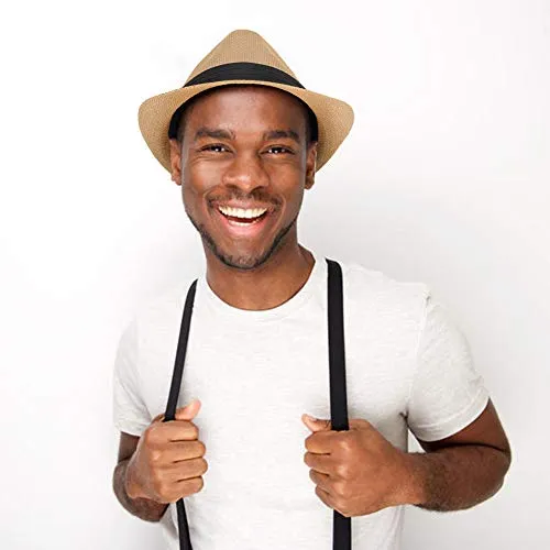 WESTEND Unisex Summer Short Brim Fedora - Hats for Men & Women   Panama Hats & Straw Hats