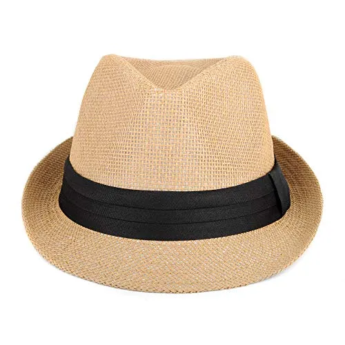 WESTEND Unisex Summer Short Brim Fedora - Hats for Men & Women   Panama Hats & Straw Hats
